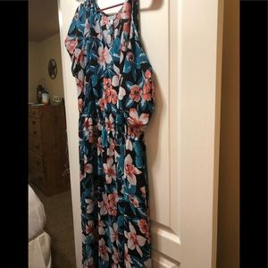 Maxi flower short sleeve off the shoulder dress
